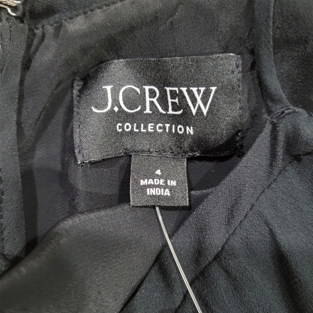 J Crew Collection rosette-strap sheath dress in chiffon Size 4 Black Romantic - Picture 9 of 11